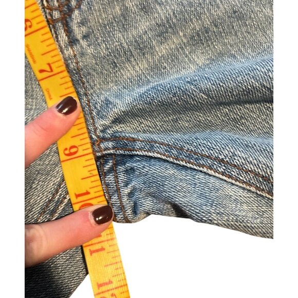 Y2K Boho Squeeze Jeans Womens 11/12 Floral Embroidered Wide Leg Distressed Denim - Picture 4 of 6